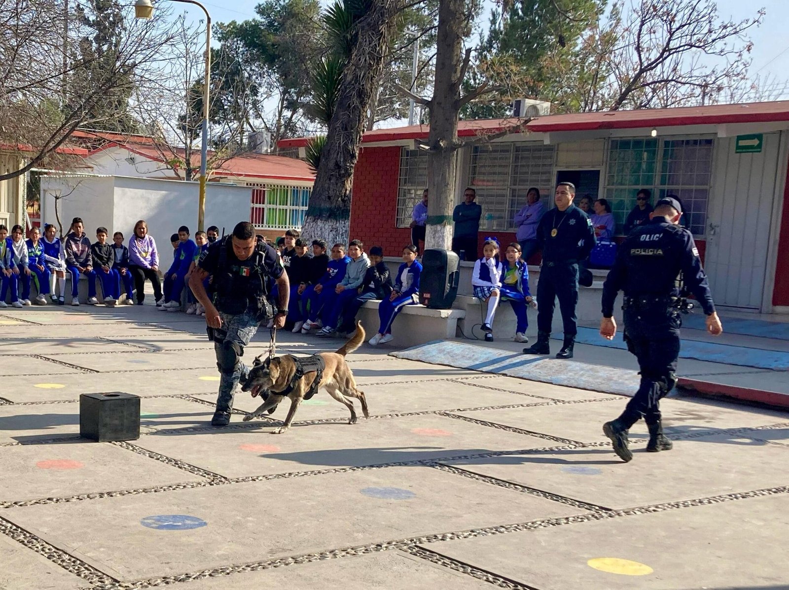 Realiza exhibición en primaria el agrupamiento K9 de Ramos Arizpe