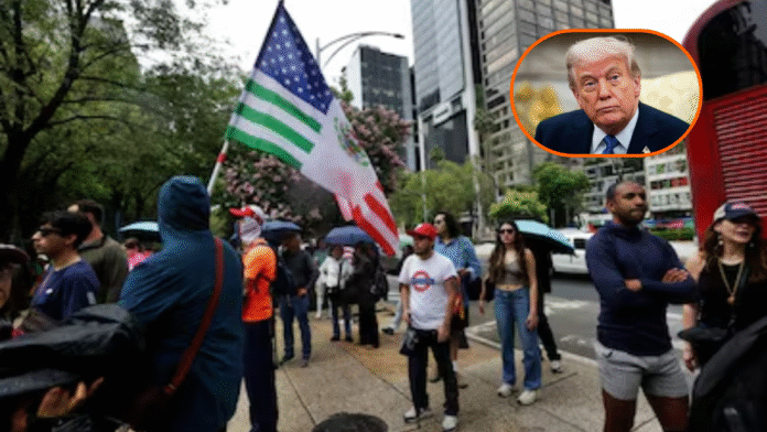 Migrantes estadounidenses protestan en la CDMX contra las políticas migratorias de Trump